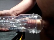 Upclose fuck and creampie in clear fleshlight by cute tgirl lily