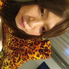 Japanese crossdresses masturbate wearing leopard zentai