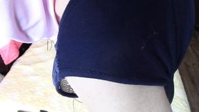 Amateur wife breakfast in the bedroom  Sexy Latina with hairy pussy &mdash;  big tits &mdash;  big ass  I cum on my wife's big ass