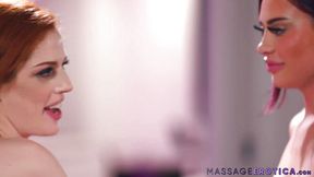 Redhead lesbian masseuse fingers to loud climax🚀