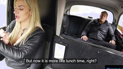 CZECH XXX - Hot Blonde Taxi Driver with Hugh BOOBS gets Pussy Licking Orgasms
