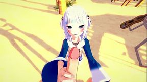 Smol Shark Gura gets fucked hard at the beach - Hololive