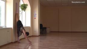 ”Super flexible Tonya making gymnasts positions before the camera.”
