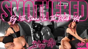 The Domme In the Black Hat Edges Her Slave Under Her Fat Ass