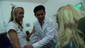 blondes with big boobs, alysha leigh and amy azurra, get down for an ffm threesome in this...