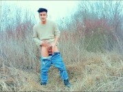 Twink squeezes balls and ruins own orgasm with no touching through cum