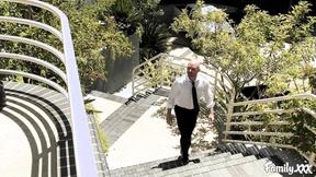 ”Horny bald dude fucks lovely blonde Gia Derza on the couch”