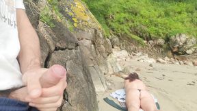 Beachside buxom beauty flashes her assets, beckoning a dude to tap that
