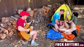 Three Boys Freeusing the Hot Chick During Their Camping - Fuckanytime
