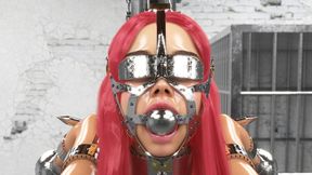 Ravaged submissive in BDSM restraints, gagged and helpless