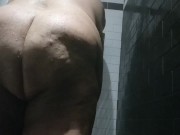 Superchub showering & Fingering his hole