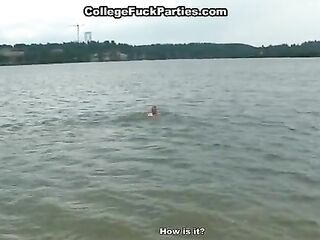 COLLEGE BANG PARTIES - Sotudents staged a sexy grup sex at the lake