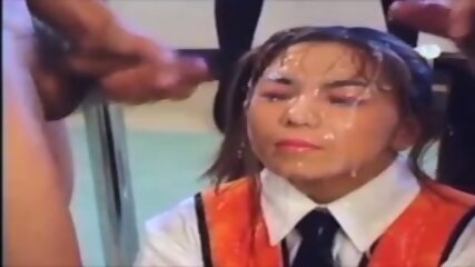 Asian Bukkake  face full of cum