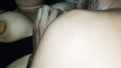 My husband lives on my big natural tits I feed him constantly