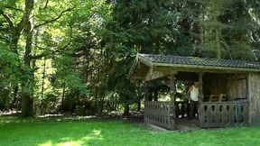 Blonde Tattoo Babe Outdoor DP Fuck Fest