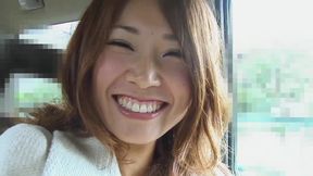 Sexy asiatic babe at interview in car