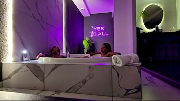 Behind the scenes in the motel jacuzzi. Masturbation and sex