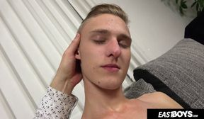 handsome czech guy gets handjob on his big cock