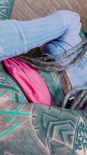 TATTOOED hippie ANAL fuck herself with dildo with BIG DICK   Clip 3