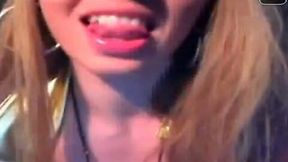 Frisky webcam tramp enjoys sucking dildo at my request