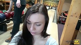 Czech teen with cash gets down and dirty in bowling bar for a hot POV blowjob