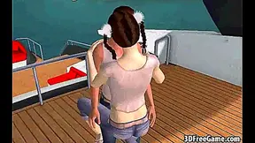 Pale 3D Brunette Babe Sucks Hard Rock Cock Outdoors