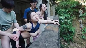 Wild Chinese MILFs Forrest Foursome Fuck