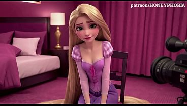 Shy Rapunzel in Sex Casting! Innocent Princess Does First Blowjob, Deepthroat &amp_ Handjob Tangled 3D cartoon animation