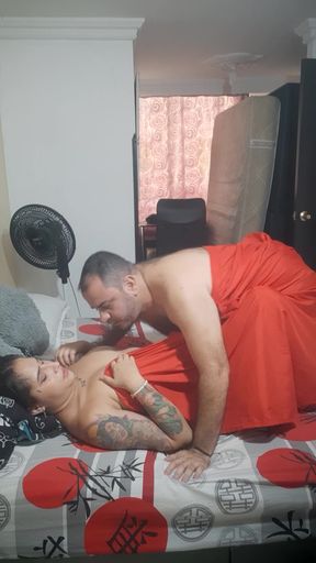 I share a room with my stepfather, I warm him up and ask him to fuck