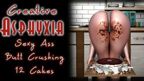 Sexy Ass Butt Crushing 12 Cakes - Sirya Buttcrush 12 Creamy Cakes and swing her Ass showing you the squashed cake sticky under her sexy Booty