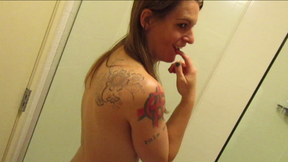 Tgirl Ryley jerking off in the Shower