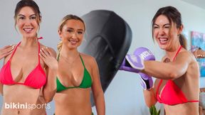 Naked Bouncing Cardio Circuit: Trampoline, Boxing, and Weights with Ellie and Brila