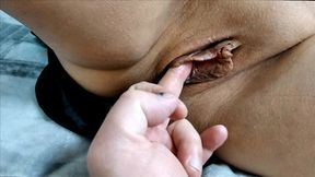 A depraved adult girl bravely looks into the crazy world with her cunt wide open   ))