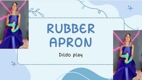 blue rubber apron and dildo