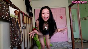 Mean college girl has to change messy adult diaper!