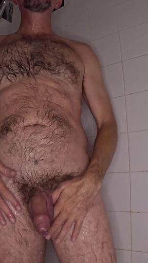 Sexy Dilf in the Shower Close up Cum Playing with Belly Button - Rockardglans 208