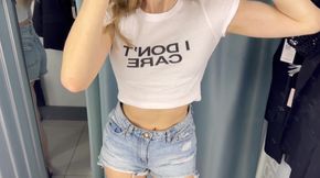 Giantess Blonde Teasing in Fitting Room