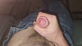 Wanking My Big Dick in Jeans, Topless, Spitting, Cumshot
