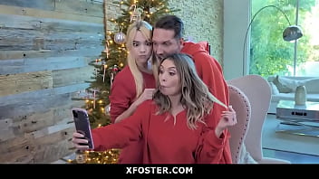 Cute Blonde Teen Joins Her FosterParents For Threesome on Christmas - Foster Tapes