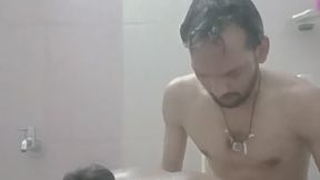 Indian lovers fucking in bathroom