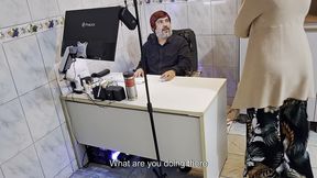 the female boss asked the employee to get naked and sucked his ass—rimming.