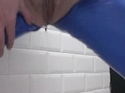 Lisa pissing while wearing latex jeans