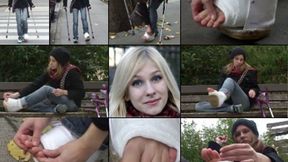 Beatrice SLC Crutching Around Town & Toe Massage in the Park (in HD 1920 X 1080)