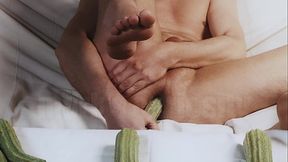 4k Zucchini for training male ass hole cum on feet