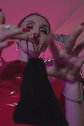 Dominatrix Eva Latex Fetish Femdom Mistress Red Rubber Solo Stockings Big Ass MILF Sexy Hot Heels Panties BDSM
