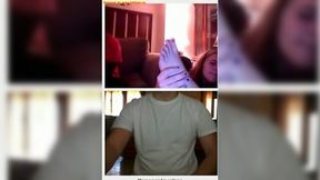 This freaky college boy shows the tip of his penis for foot flash