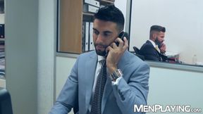 Office bareback plowing with hunks Dani Robles and Mick Stallone