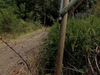 How far does that babe dare to walk away from her garments exposed in the woods?