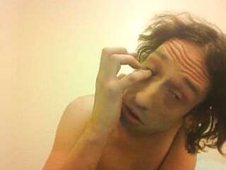 Topless Transgirl Touching Her Eyes