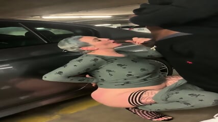 Slutty pawg in parking lot
